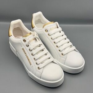 Dolce & Gabbana Calfskin nappa Portofino sneakers with lettering EU 37